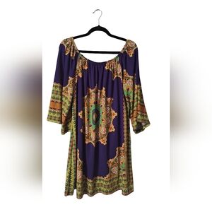 Vibrant Purple Bohemian Midi Dress